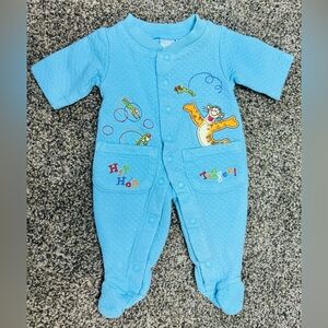 Vintage Wonderful World of Disney Baby Blue Tigger One Piece Sleeper Preemie